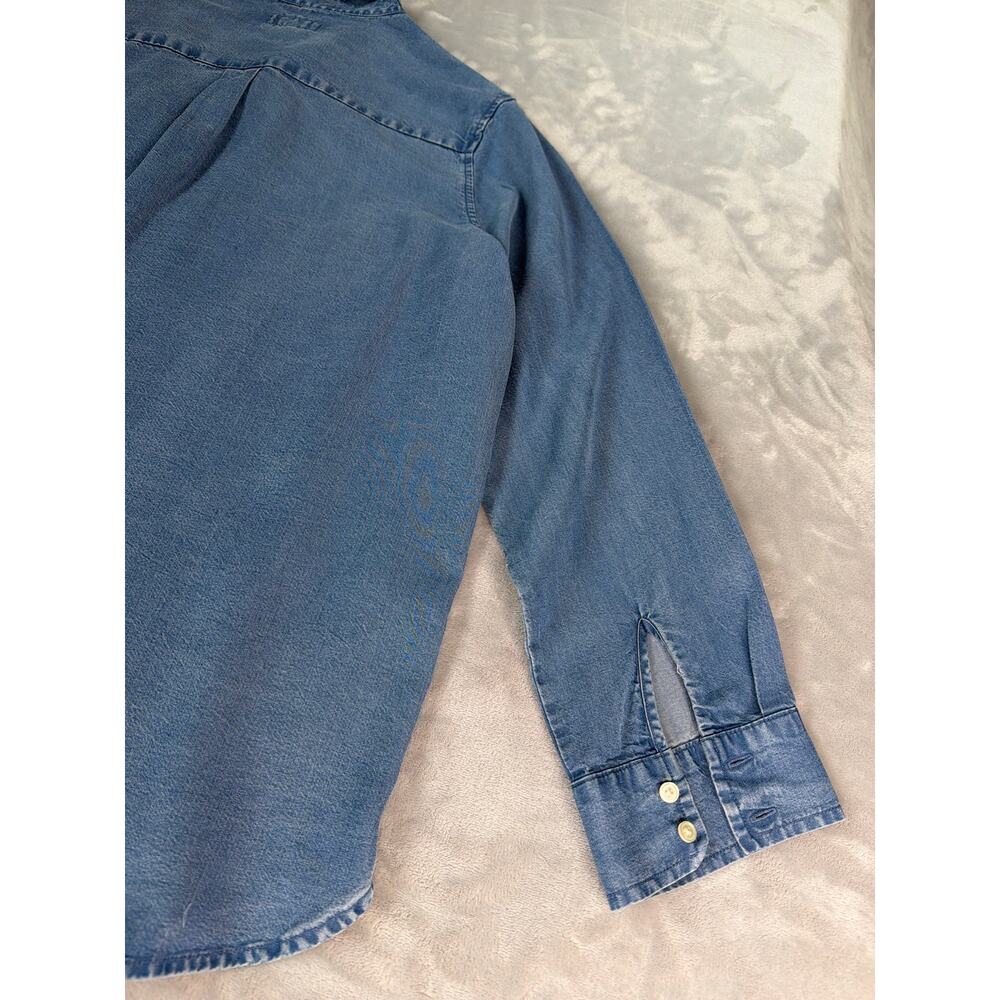 Gap Tencel Denim Utility Boyfriend Shirt Light Indigo Women's XL Double Pocket - Picture 10 of 12